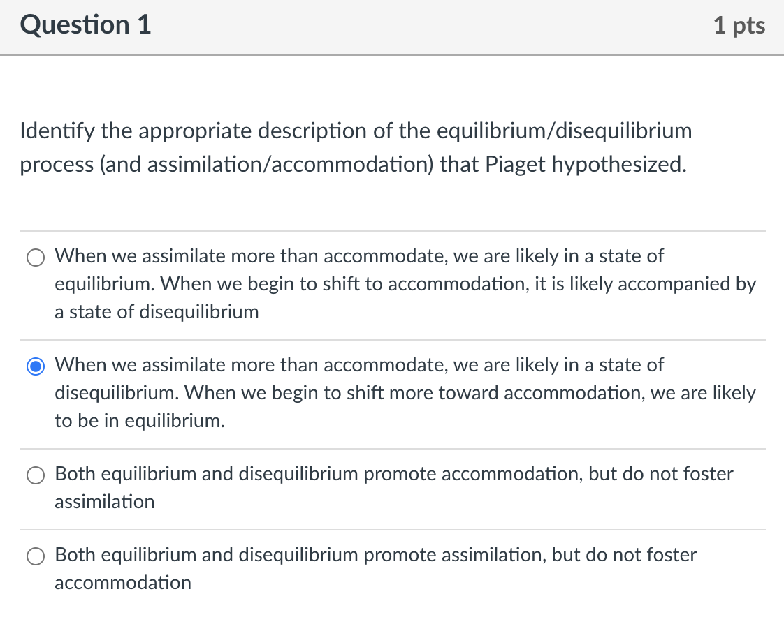 Piaget's idea of online disequilibrium