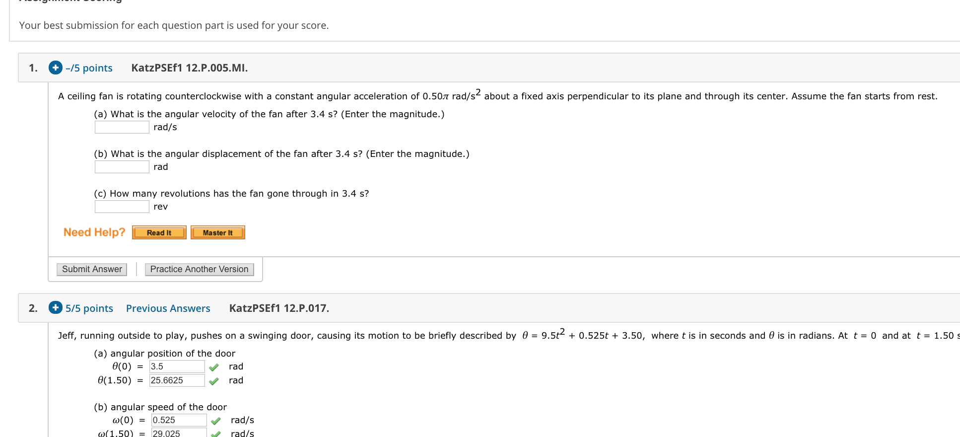 Your Best Submission For Each Question Part Is U Chegg Com