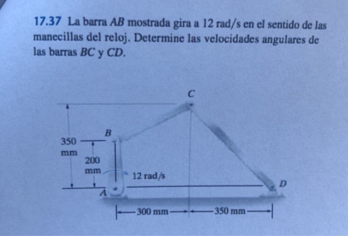 17.37 La Barra AB Mostrada Gira A 12 Rad/s En El | Chegg.com