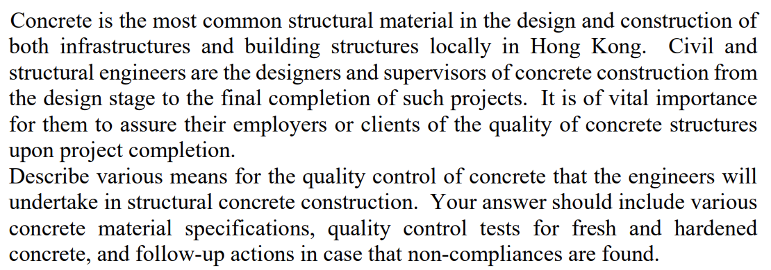 Solved Concrete is the most common structural material in | Chegg.com