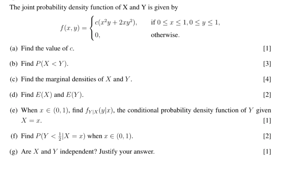 Solved The joint probability density function of x ﻿and Y | Chegg.com