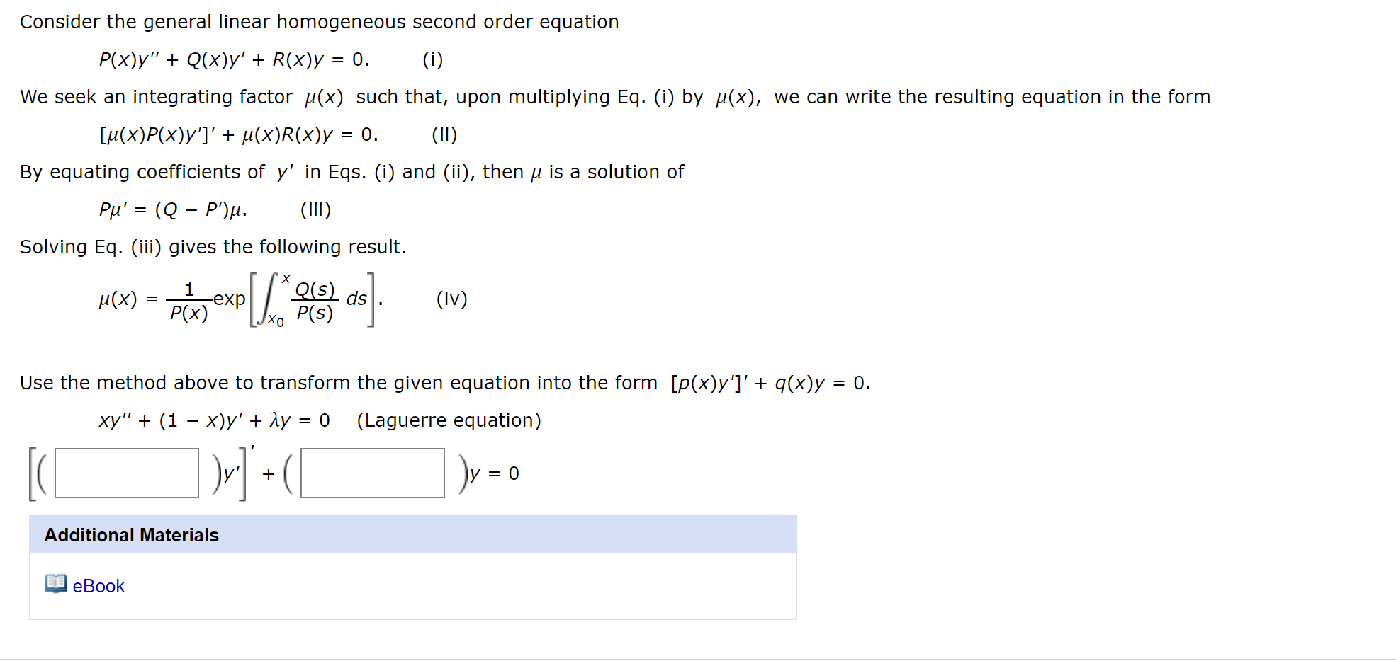 Solved consider the general linear homogeneous second order chegg