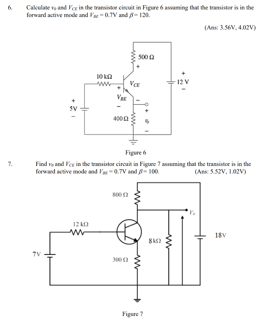 Solved Calculate vo and V ce in the transistor circuit in