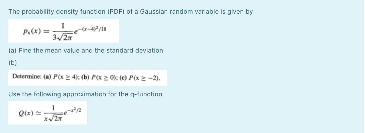Solved The probability density function (PDF) of a Gaussian | Chegg.com