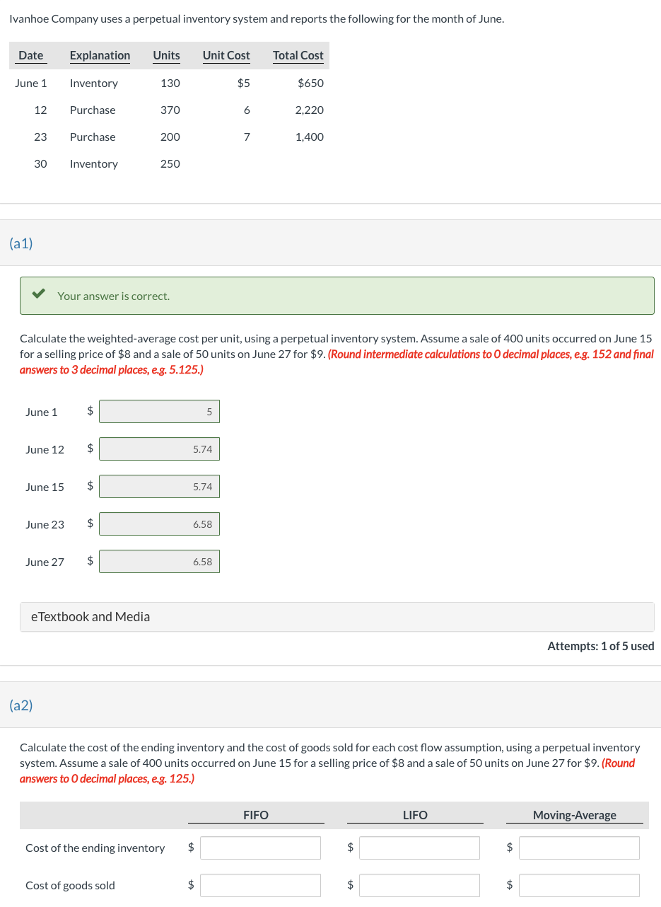 Solved Ivanhoe Company uses a perpetual inventory system and | Chegg.com
