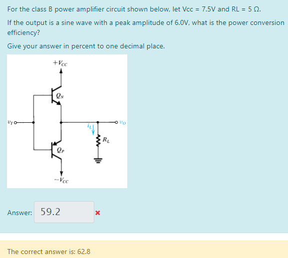 Solved For The Class B Power Amplifier Circuit Shown Below, | Chegg.com