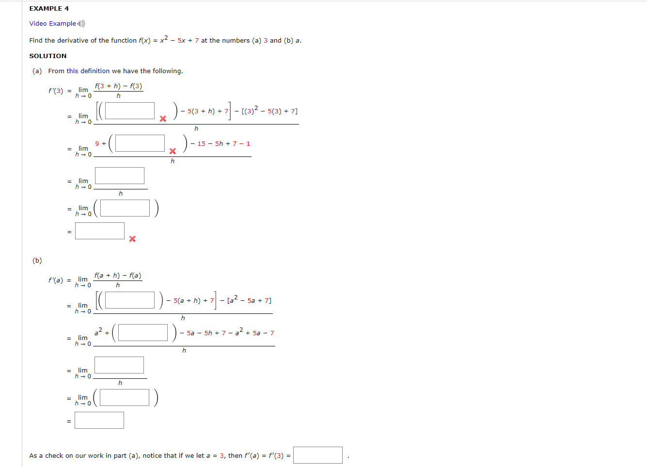 Solved EXAMPLE 4 Video Example) Find the derivative of the Chegg image