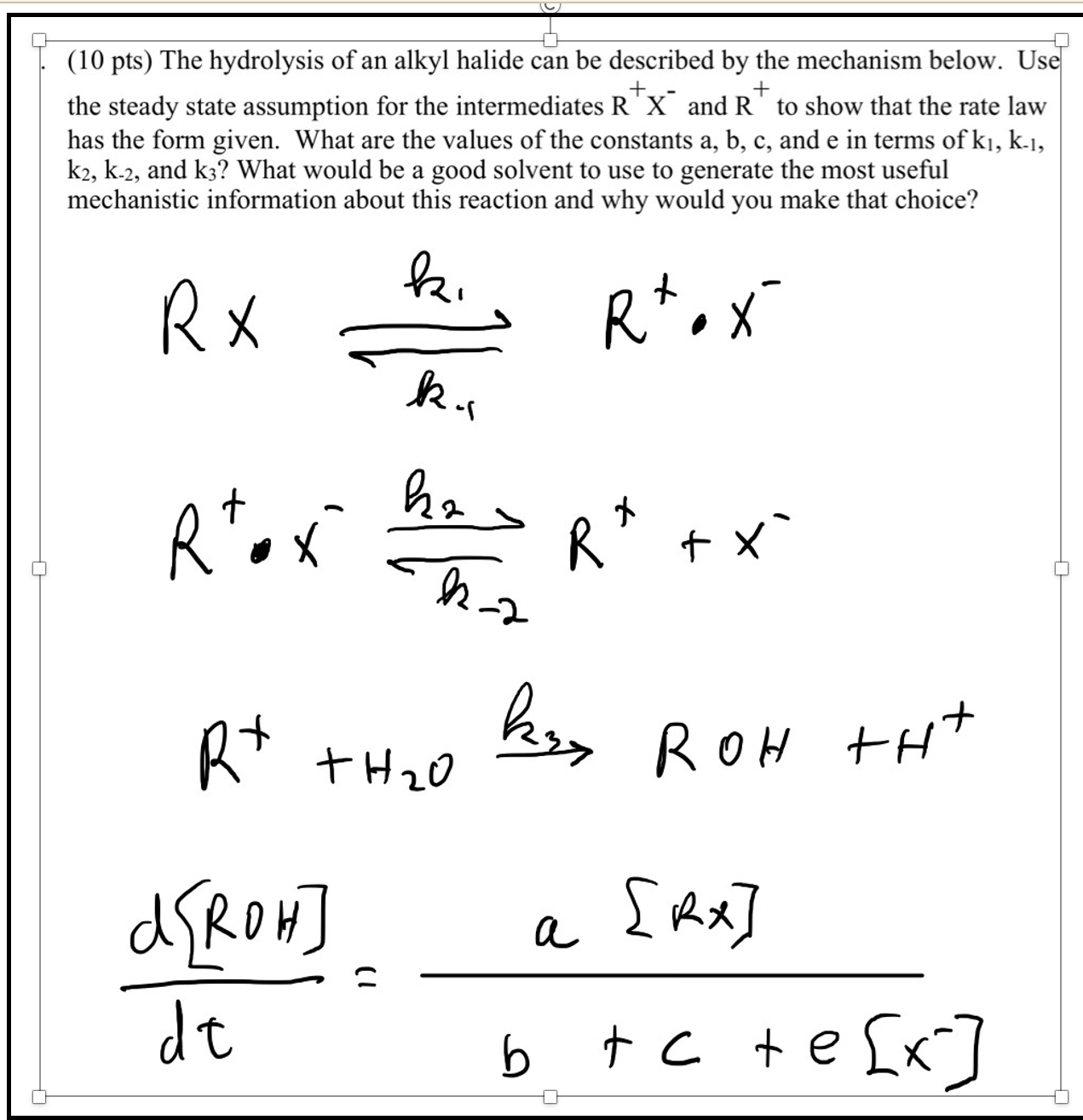 Solved R×k1⇌k1r ⋅x−r ⋅xk−2 −h2r X−r H2o K3roh H Dtd[r∩h] B