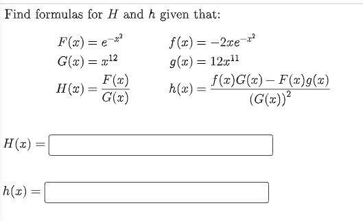 Solved = Find formulas for H and h given that: FC) = -2 f(1) | Chegg.com