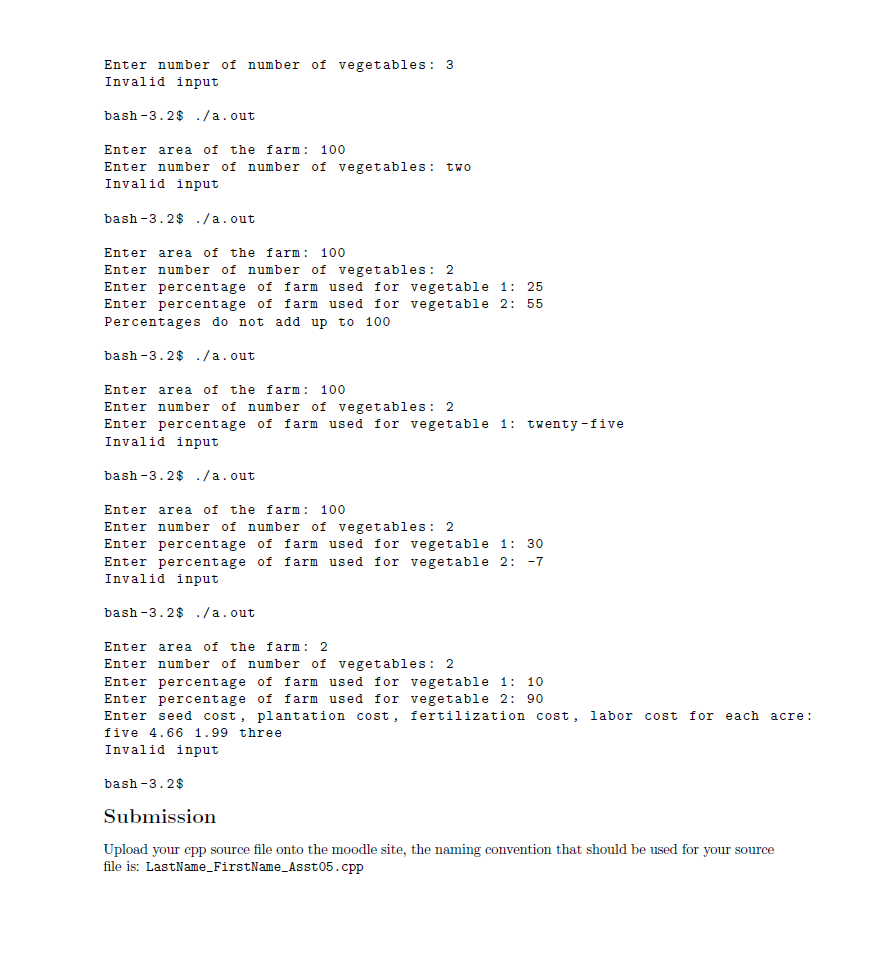 Solved Description You bought several acres of farm to grow | Chegg.com