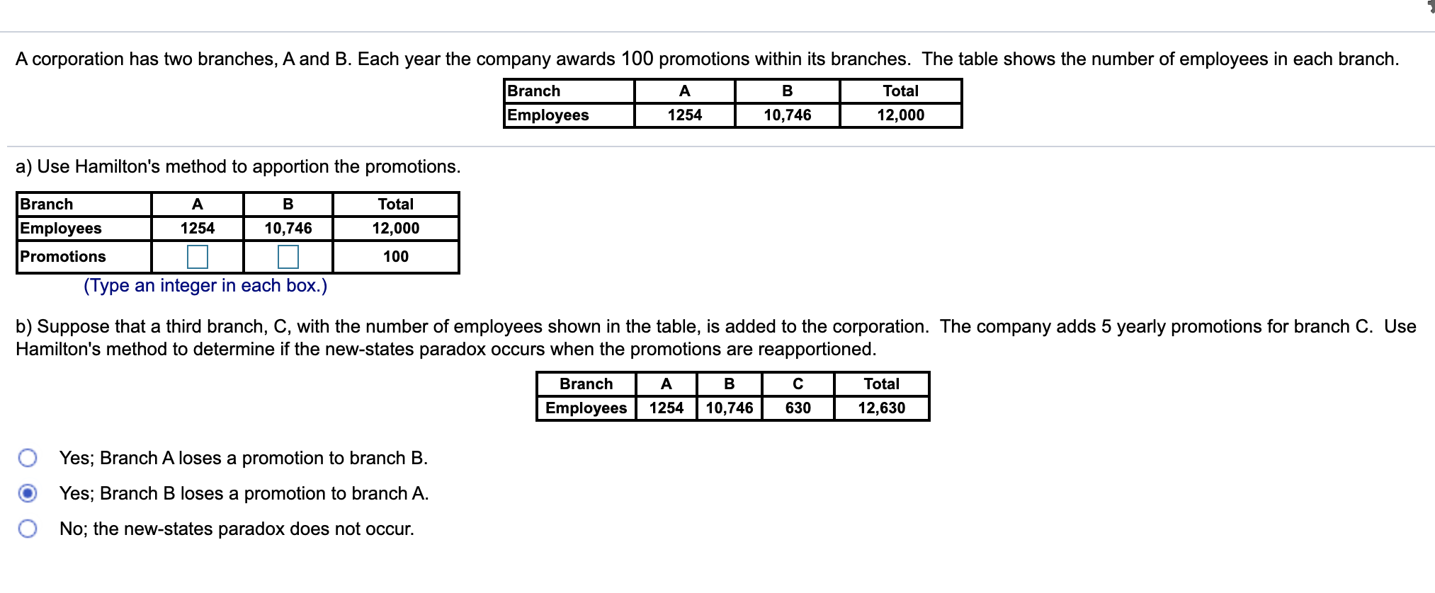 Solved A Corporation Has Two Branches, A And B. Each Year | Chegg.com