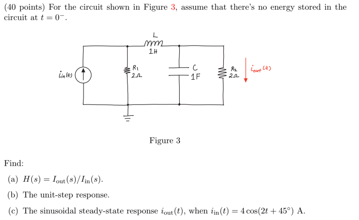 Solved (40 points) For the circuit shown in Figure 3, assume | Chegg.com