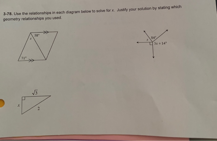 Solved 3-78. Use the relationships in each diagram below to | Chegg.com