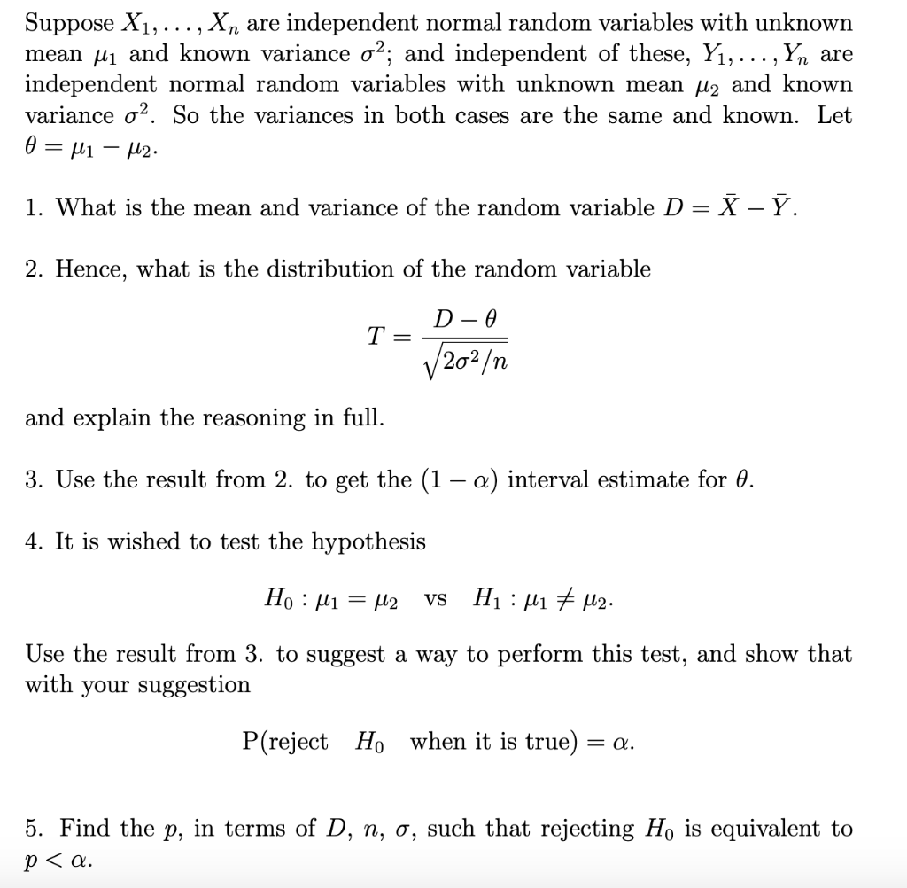 Suppose X1 Are Independent Normal Random Chegg Com