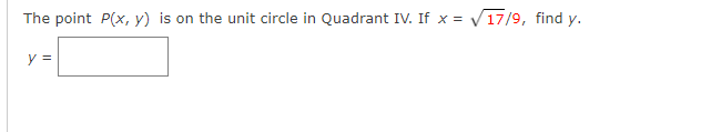 Solved The point Plx, y) is on the unit circle in Quadrant | Chegg.com
