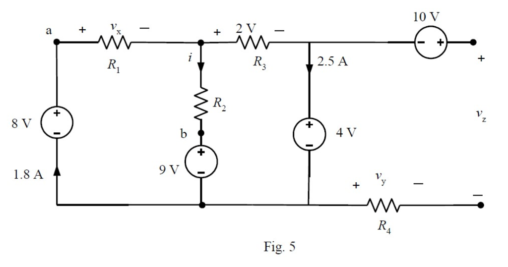 Solved 5. In the circuit shown in Fig. 5, find the values of | Chegg.com