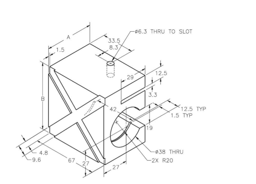 Solved 1. Model the part as shown in the figure. Use the | Chegg.com