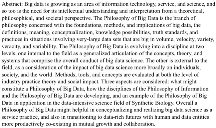 Abstract: Big data is growing as an area of information technology, service, and science, and so too is the need for its inte