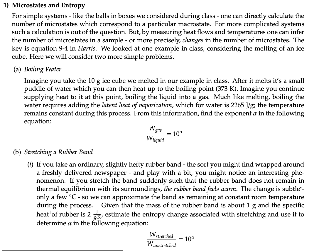 Solved 1) Microstates and Entropy For simple systems - like | Chegg.com