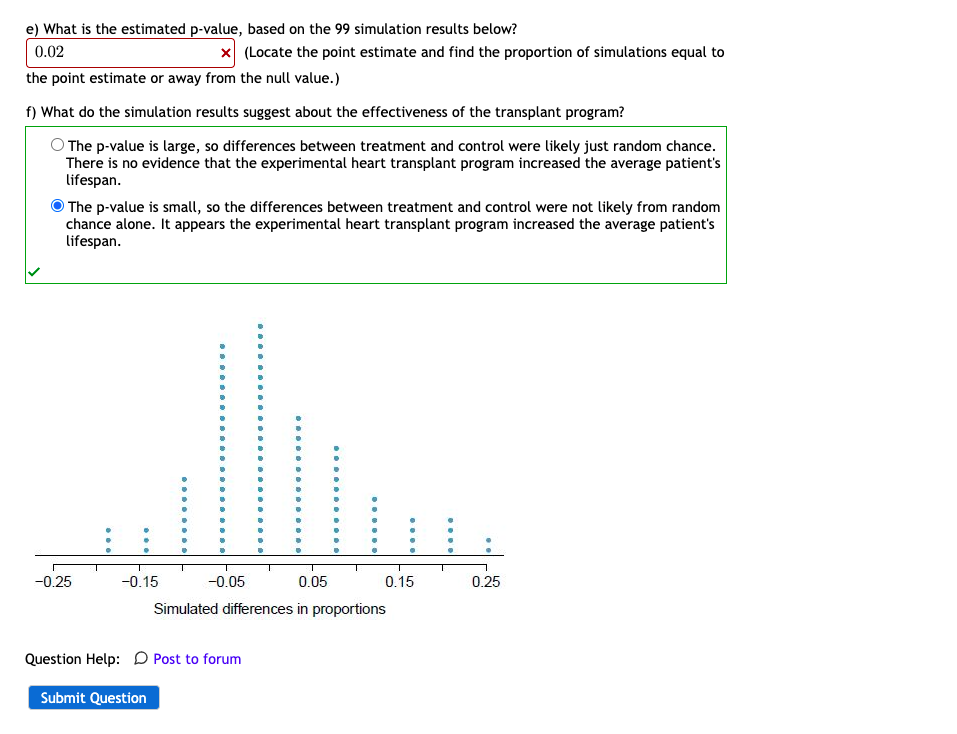 Solved e) What is the estimated p-value, based on the 99 | Chegg.com