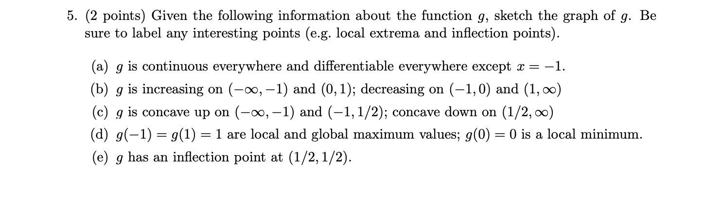 Solved 5. (2 points) Given the following information about | Chegg.com