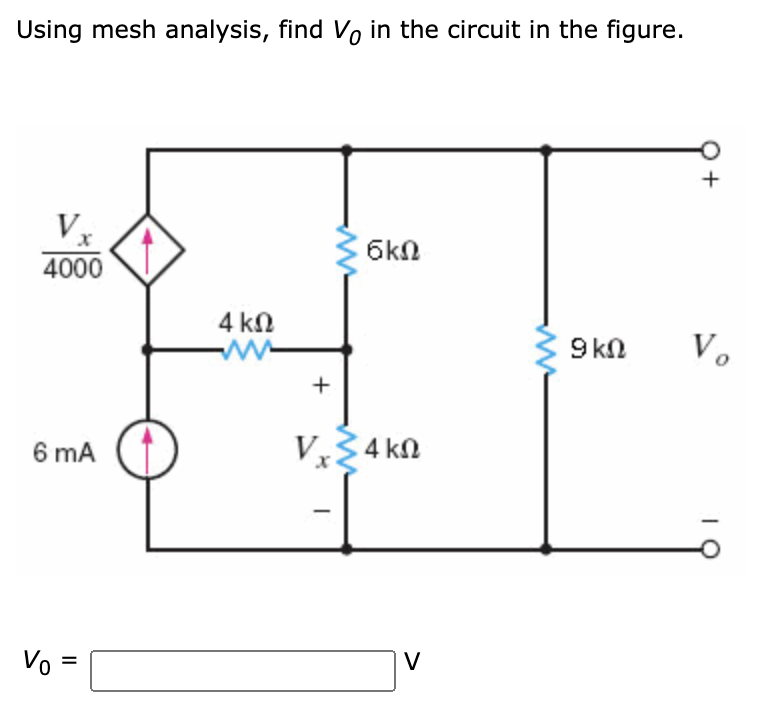 Solved Using mesh analysis, find Vo in the circuit in the | Chegg.com