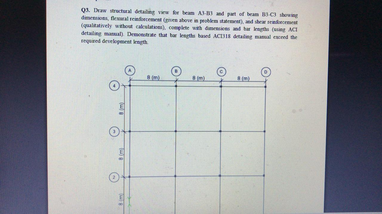 Q3. Draw structural detailing view for beam A3B3 and