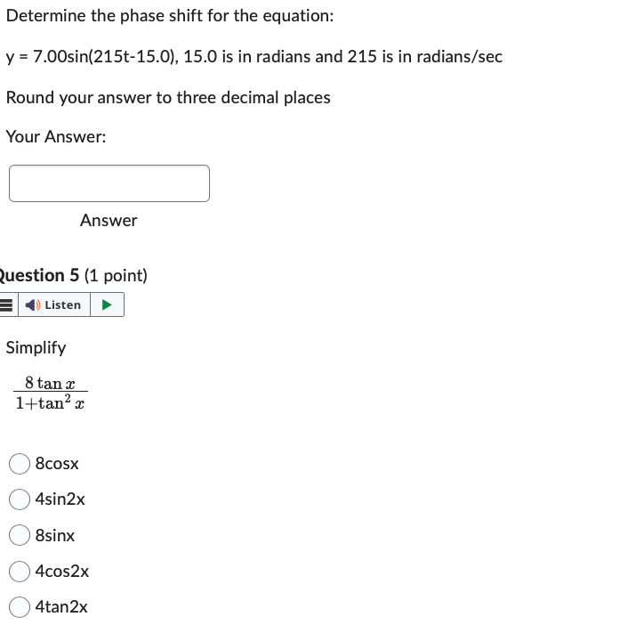 Solved Determine the phase shift for the equation: | Chegg.com