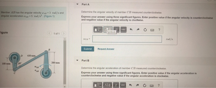 Solved Part A Determine the angular velocity of member C'B | Chegg.com