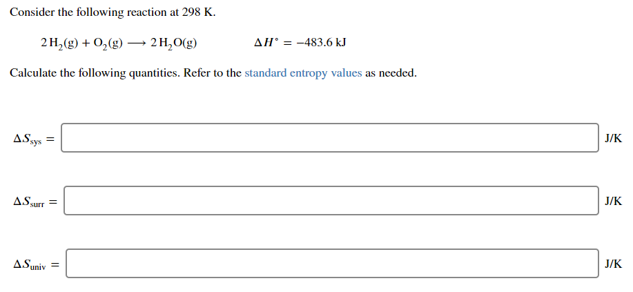 Solved Consider the following reaction at 298 K. 2 H2(g) + | Chegg.com