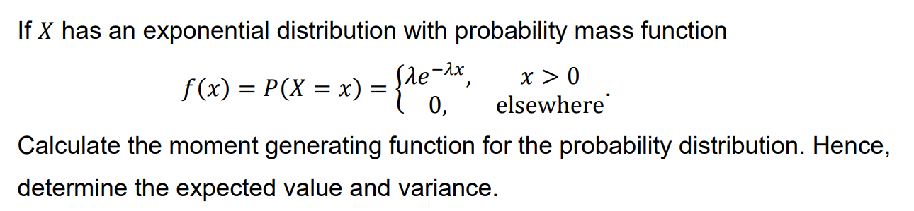 Solved If X has an exponential distribution with probability | Chegg.com