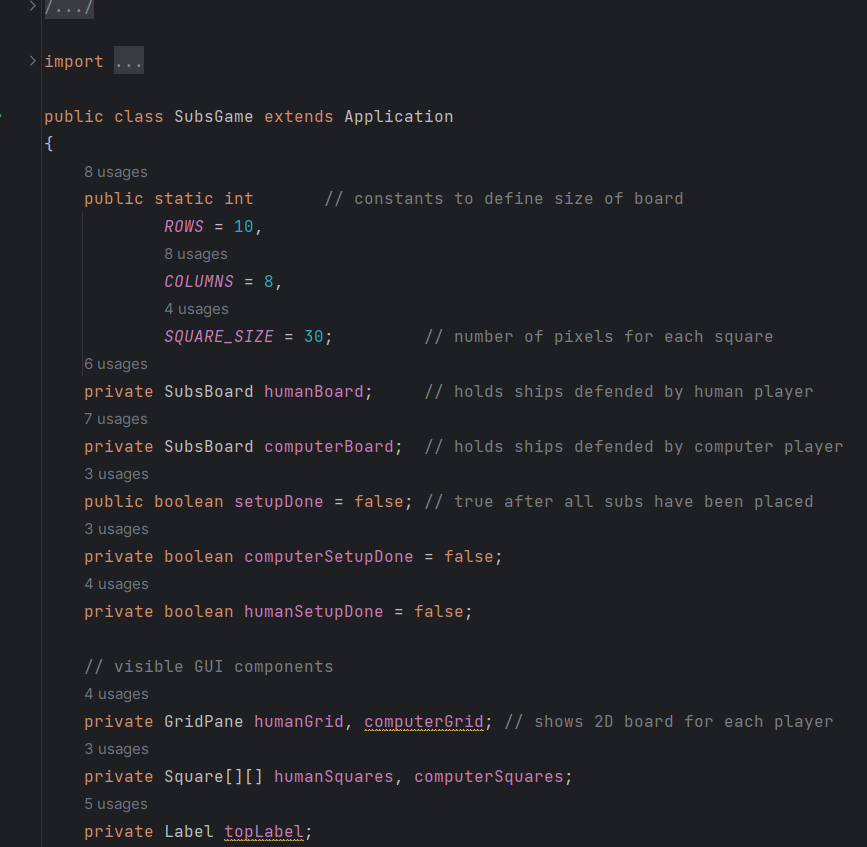 Solved import ... public class SubsGame extends Application | Chegg.com