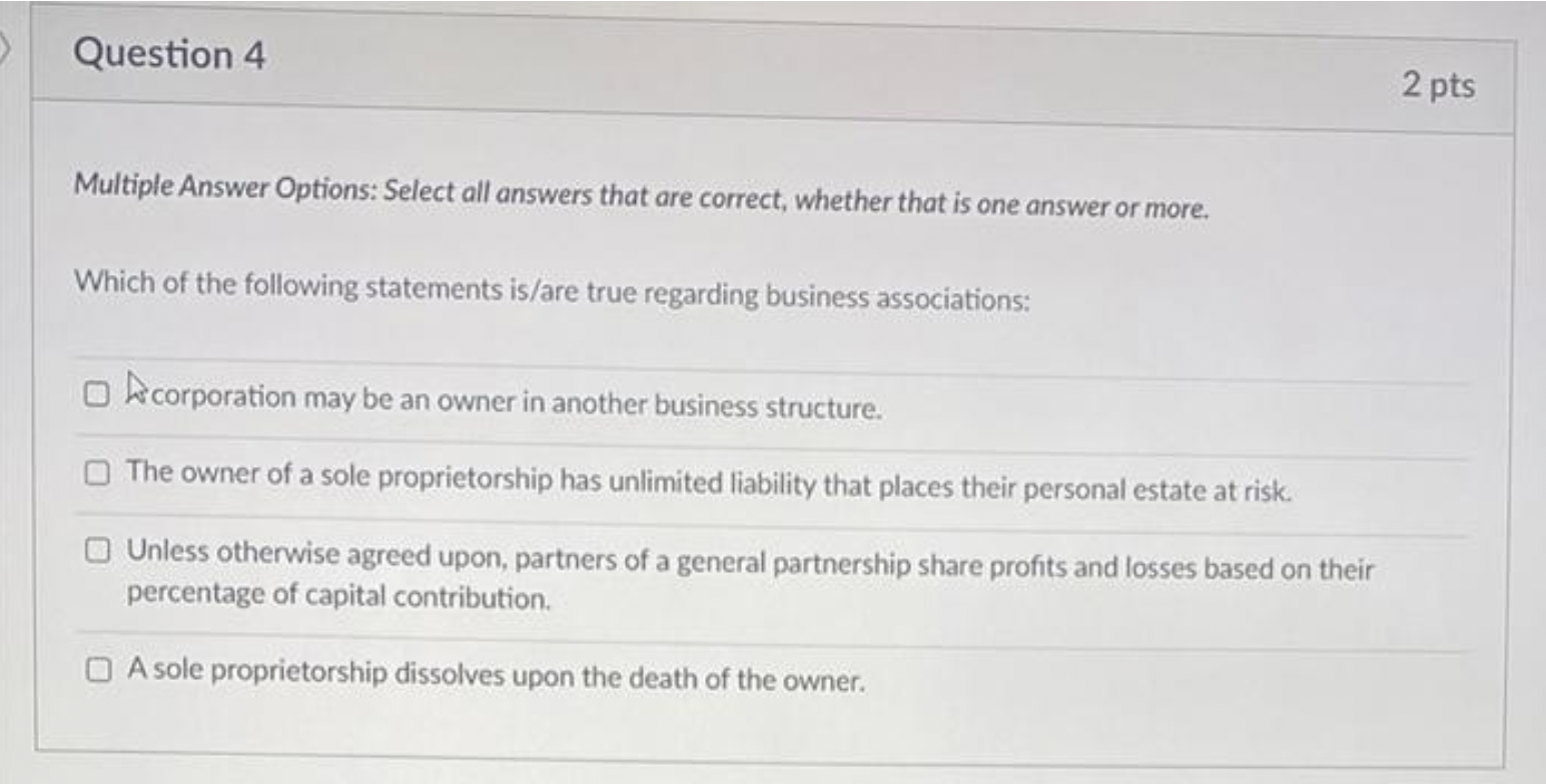 Solved Question 4 2 pts Multiple Answer Options: Select all | Chegg.com