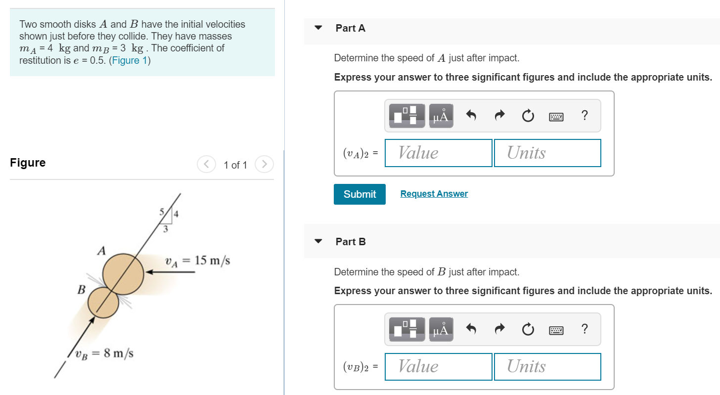 Solved Part A Two Smooth Disks A And B Have The Initial | Chegg.com