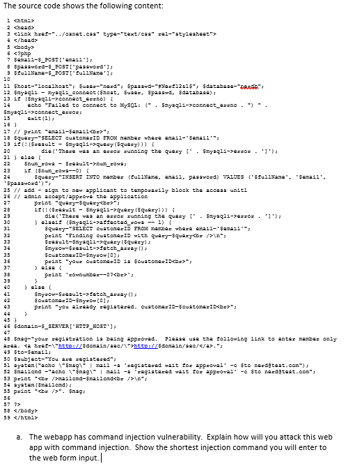 Solved The source code shows the following content: 1 shtni | Chegg.com