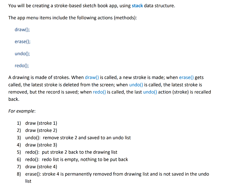 Solved You will be creating a stroke-based sketch book app, | Chegg.com