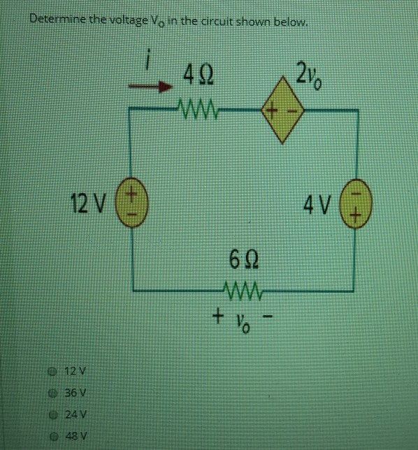 Solved Determine the voltage Vo in the circuit shown below. | Chegg.com