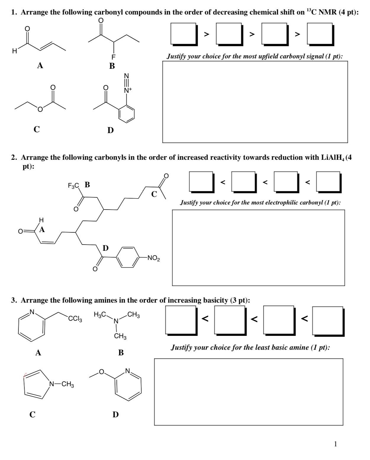 Solved Arrange the following carbonyl compounds in the order | Chegg.com