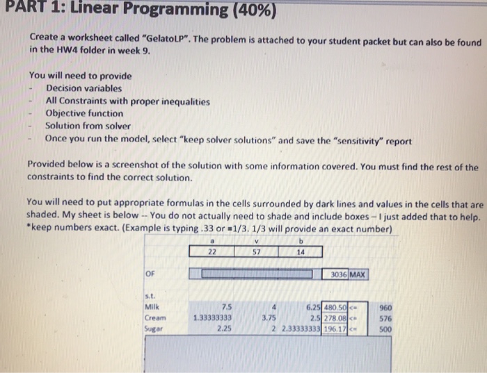 Solved PART 1: Linear Programming (40%) Create a worksheet | Chegg.com