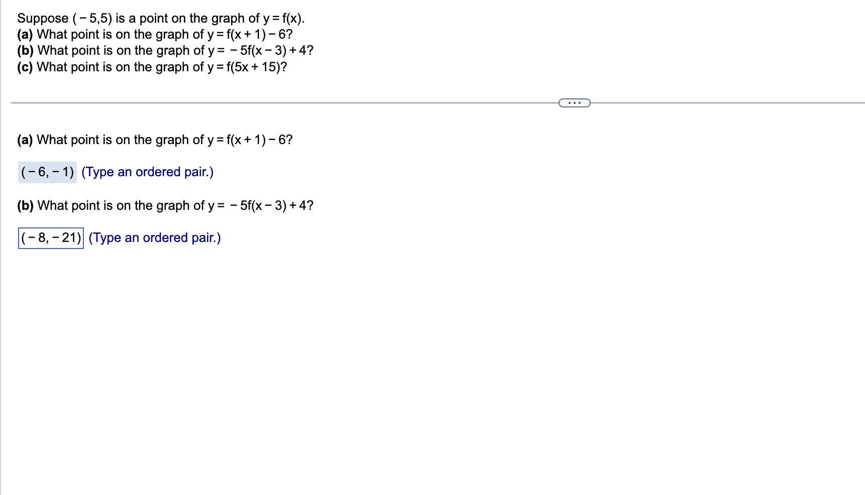 Solved Suppose (−5,5) is a point on the graph of y=f(x). (a) | Chegg.com