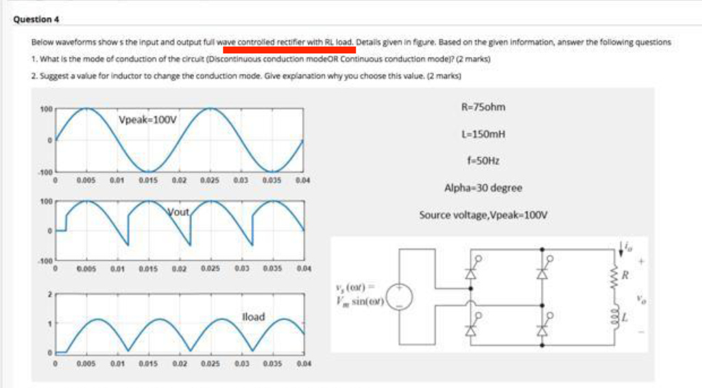 Solved Questions A voltage waveforms of a full wave | Chegg.com