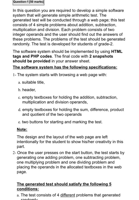 Solved Stion 1 50 Marks In This Question You Are Required Chegg