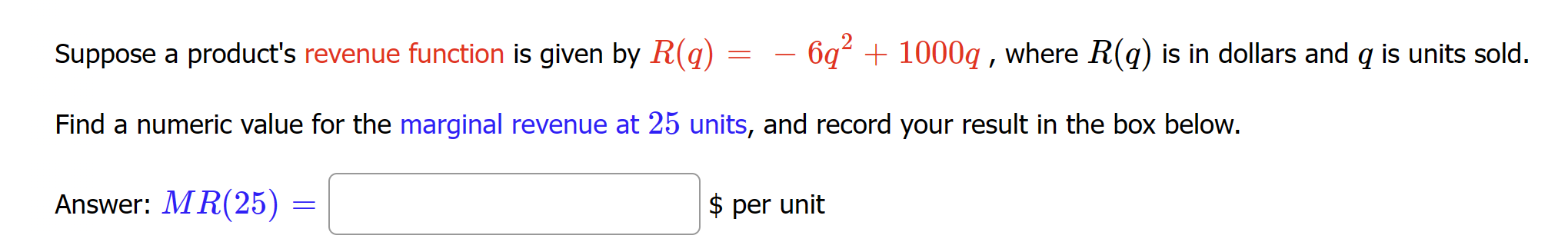 Solved Suppose a product's revenue function is given by | Chegg.com