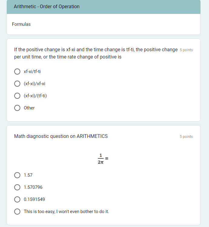 Arithmetic - Order of Operation Formulas If the | Chegg.com