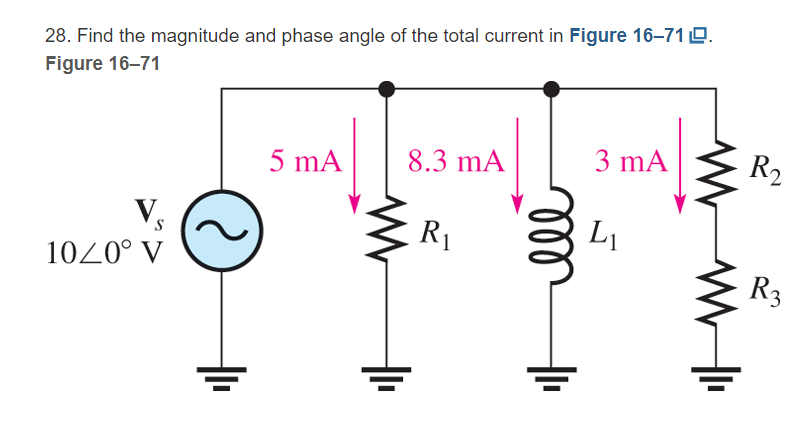 Solved 28. Find the magnitude and phase angle of the total | Chegg.com