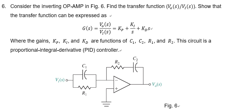 Solved 6 Consider The Inverting Op Amp In Fig 6 Find The