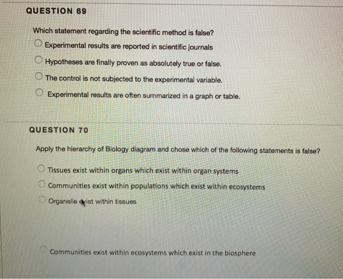 Solved Which statement regarding the scientific method is | Chegg.com