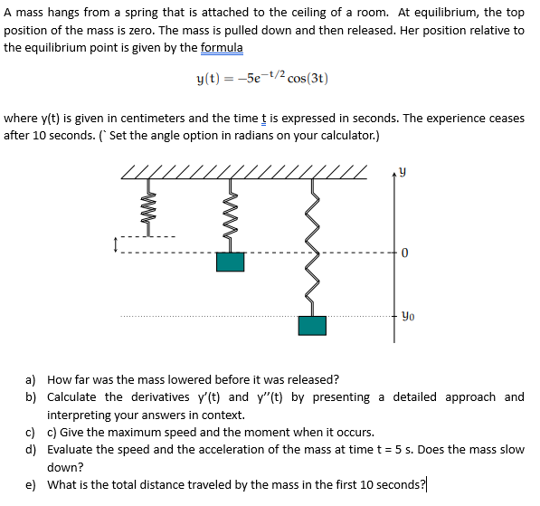 A mass hangs from a spring that is attached to the | Chegg.com