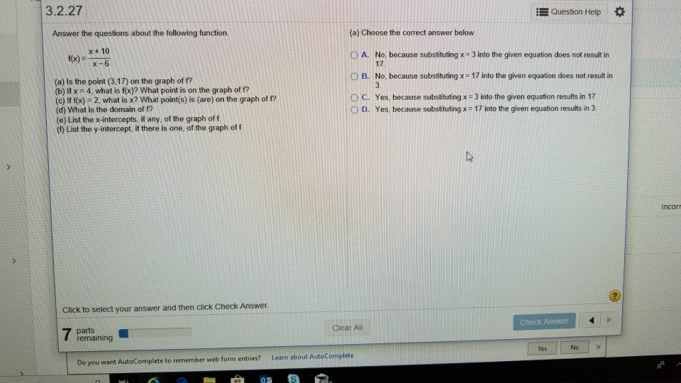 Solved 3.2.27 E Question Help Answer the questions about the | Chegg.com
