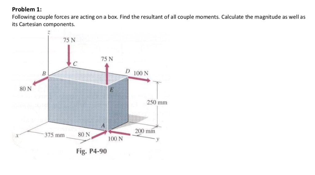 Solved Problem 1: Following couple forces are acting on a | Chegg.com